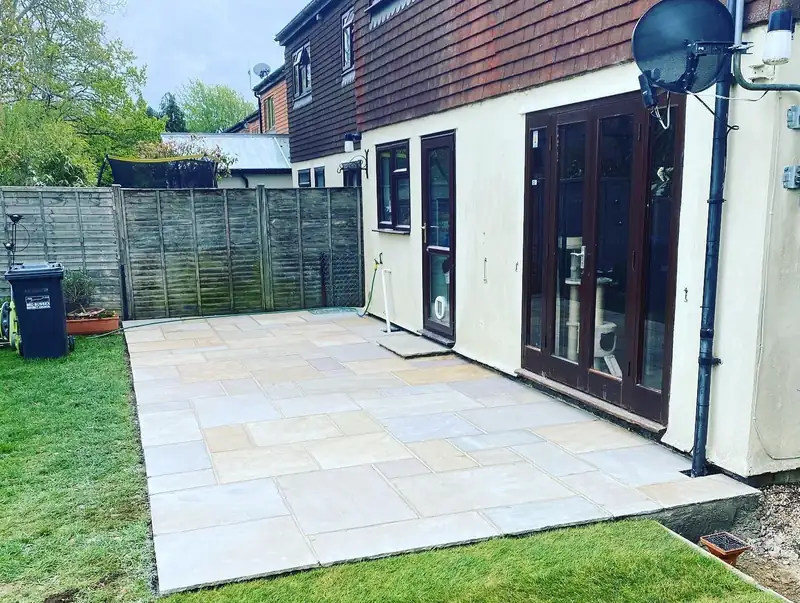 Replacing crazy paving with a sandstone patio, Burgess Hill (photo 3 of 4)