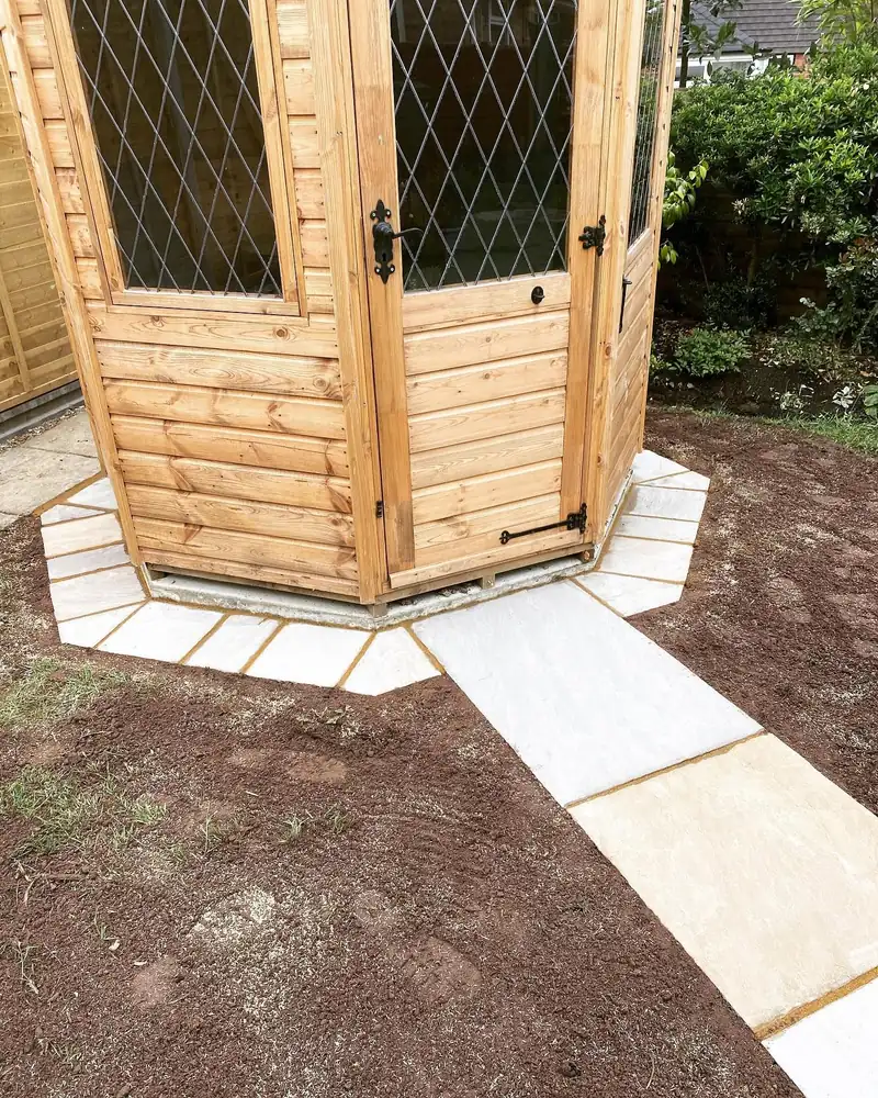 A sandstone path and edging for a summer house, Wivelsfield Green (photo 3 of 3)